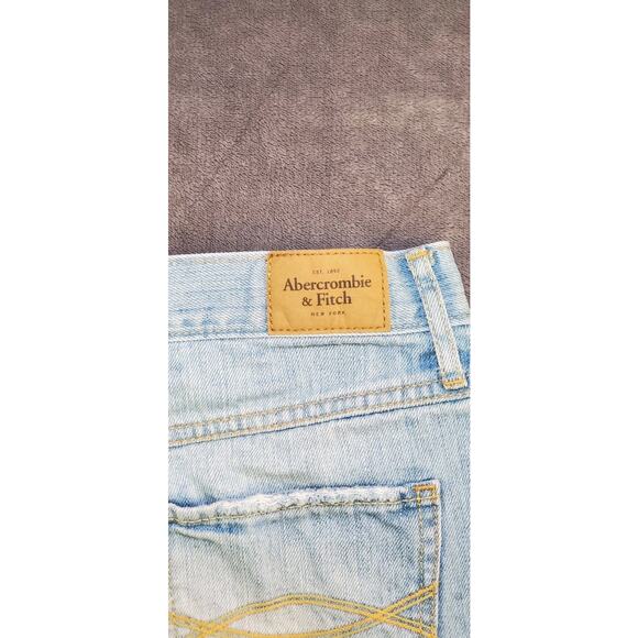 Y2K Abercrombie & Fitch Sz 2 W26 Ultra Low Rise Denim Cut Off Jean Shorts Blue - Picture 8 of 9